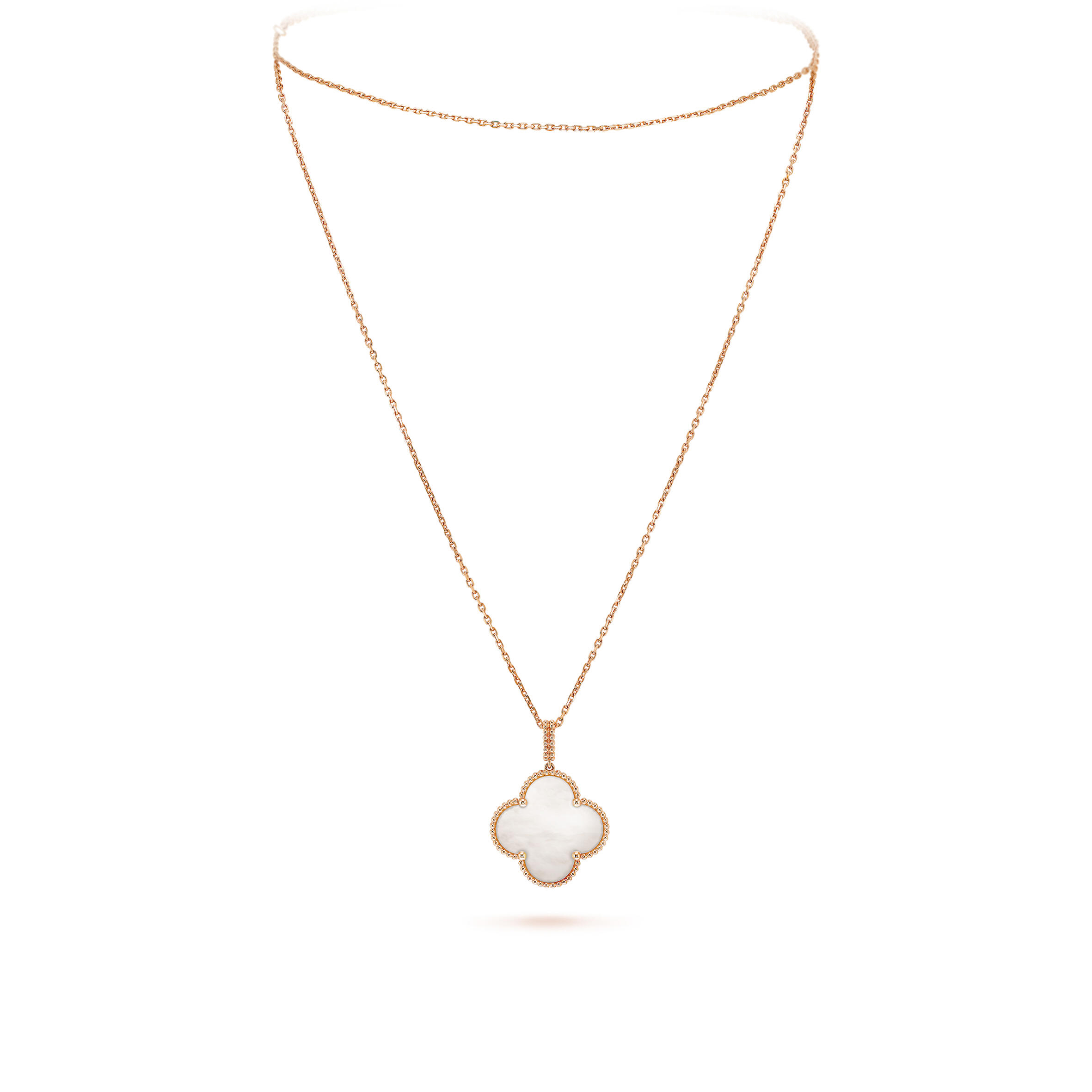 VAN CLEEF ARPELS MAGIC ALHAMBRA LONG NECKLACE, 1 MOTIF - ROSE GOLD, MOTHER-OF-PEARL